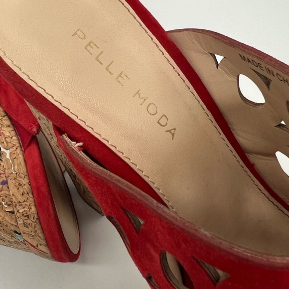 Pelle Moda Red Suede Platform Mule with Cutout Upper - Picture 6 of 8